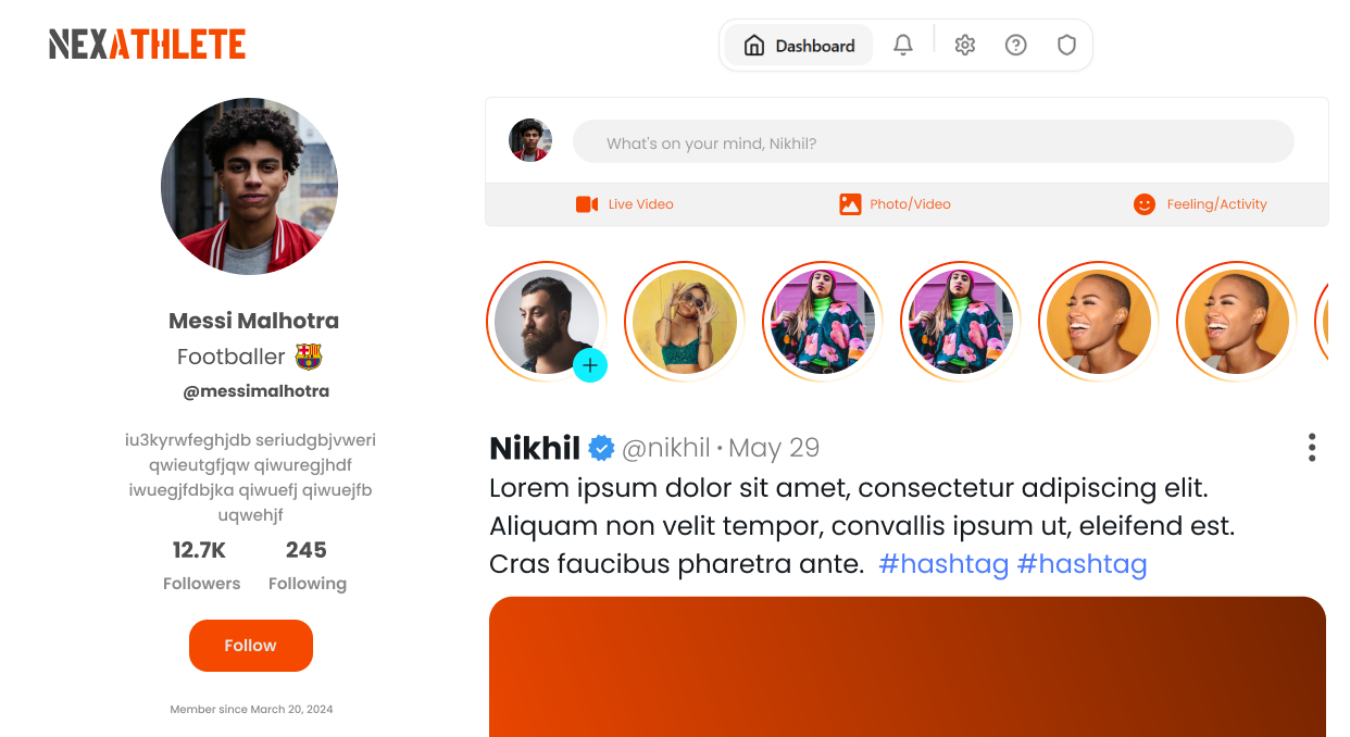 NexAthlete real-time feed